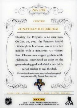 2013-14 Panini National Treasures #172 Jonathan Huberdeau Back