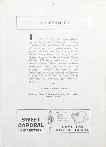 1934-35 Sweet Caporal #NNO Lionel Conacher Back