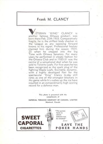 1934-35 Sweet Caporal #NNO King Clancy Back