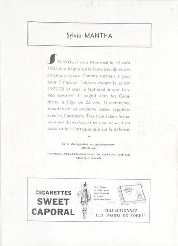 1934-35 Sweet Caporal #NNO Sylvio Mantha Back