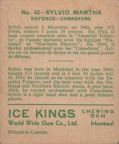 1933-34 World Wide Gum Ice Kings (V357) #42 Sylvio Mantha Back