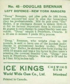 1933-34 World Wide Gum Ice Kings (V357) #45 Doug Brennan Back