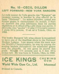 1933-34 World Wide Gum Ice Kings (V357) #15 Cecil Dillon Back