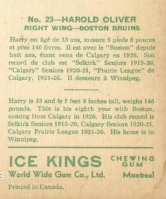 1933-34 World Wide Gum Ice Kings (V357) #23 Harold Oliver Back