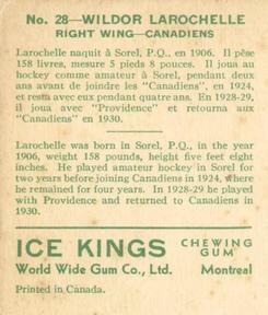 1933-34 World Wide Gum Ice Kings (V357) #28 Wildor Larochelle Back