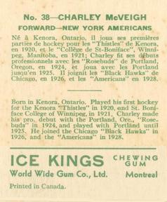 1933-34 World Wide Gum Ice Kings (V357) #38 Charley McVeigh Back