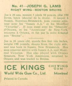 1933-34 World Wide Gum Ice Kings (V357) #41 Joe Lamb Back