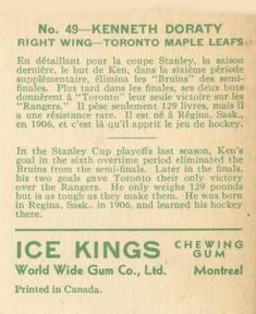 1933-34 World Wide Gum Ice Kings (V357) #49 Kenneth Doraty Back