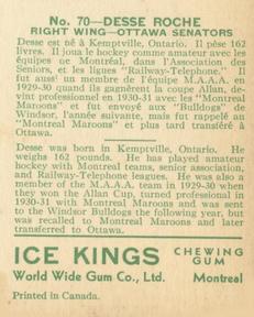 1933-34 World Wide Gum Ice Kings (V357) #70 Desse Roche Back