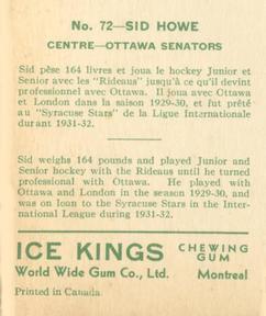 1933-34 World Wide Gum Ice Kings (V357) #72 Syd Howe Back