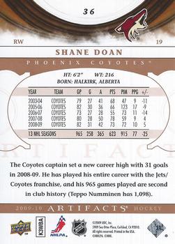 2009-10 Upper Deck Artifacts #36 Shane Doan Back
