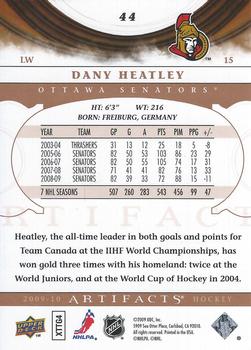 2009-10 Upper Deck Artifacts #44 Dany Heatley Back