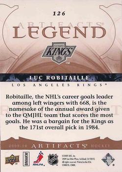 2009-10 Upper Deck Artifacts #126 Luc Robitaille Back