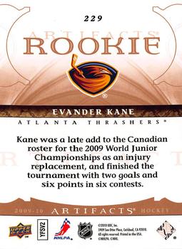 2009-10 Upper Deck Artifacts #229 Evander Kane Back