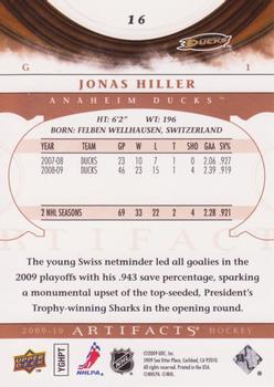 2009-10 Upper Deck Artifacts #16 Jonas Hiller Back