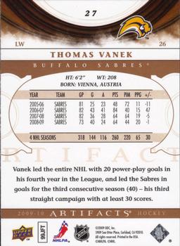 2009-10 Upper Deck Artifacts #27 Thomas Vanek Back