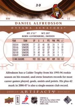 2009-10 Upper Deck Artifacts #30 Daniel Alfredsson Back