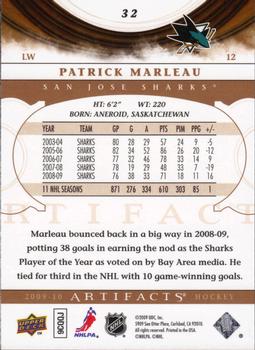 2009-10 Upper Deck Artifacts #32 Patrick Marleau Back