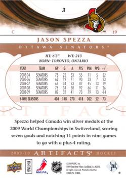 2009-10 Upper Deck Artifacts #3 Jason Spezza Back