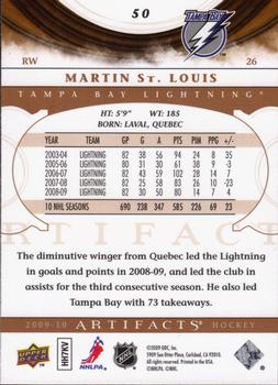 2009-10 Upper Deck Artifacts #50 Martin St. Louis Back