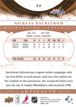 2009-10 Upper Deck Artifacts #56 Nicklas Backstrom Back