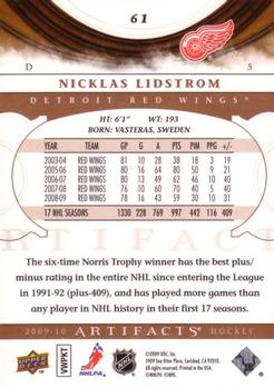 2009-10 Upper Deck Artifacts #61 Nicklas Lidstrom Back
