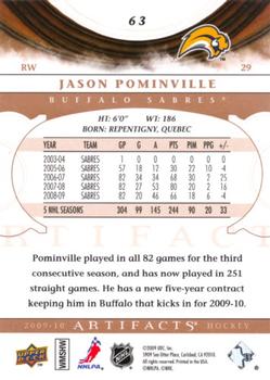 2009-10 Upper Deck Artifacts #63 Jason Pominville Back