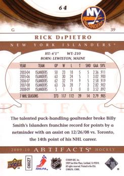 2009-10 Upper Deck Artifacts #64 Rick DiPietro Back
