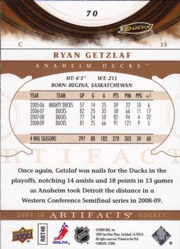 2009-10 Upper Deck Artifacts #70 Ryan Getzlaf Back