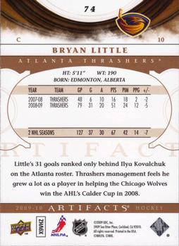 2009-10 Upper Deck Artifacts #74 Bryan Little Back