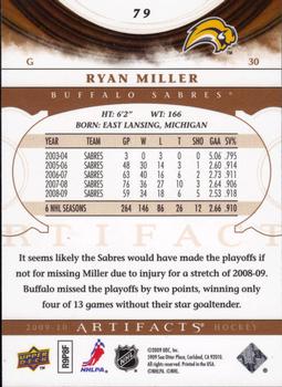 2009-10 Upper Deck Artifacts #79 Ryan Miller Back