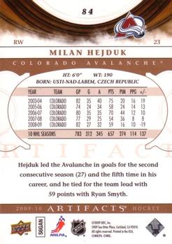 2009-10 Upper Deck Artifacts #84 Milan Hejduk Back