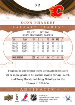 2009-10 Upper Deck Artifacts #92 Dion Phaneuf Back