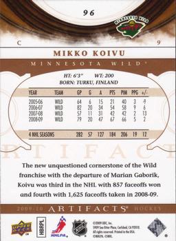 2009-10 Upper Deck Artifacts #96 Mikko Koivu Back