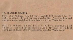 1933-34 British Consols (V129) #16 Charlie Sands Back