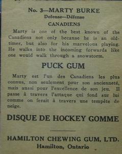 1933-34 Hamilton Gum (V288) #3 Marty Burke Back
