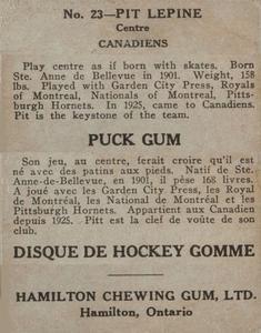 1933-34 Hamilton Gum (V288) #23 Pit Lepine Back