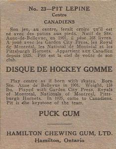 1933-34 Hamilton Gum (V288) #23 Pit Lepine Back