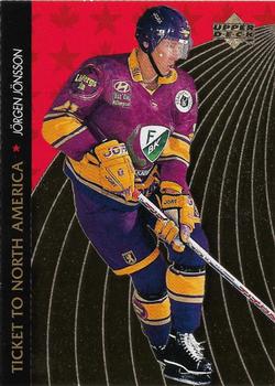 1995-96 Upper Deck Swedish Elite - Ticket to North America #NA9 Jorgen Jonsson Front