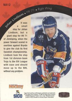 1995-96 Upper Deck Swedish Elite - Ticket to North America #NA12 Johan Lindbom Back