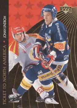 1995-96 Upper Deck Swedish Elite - Ticket to North America #NA12 Johan Lindbom Front