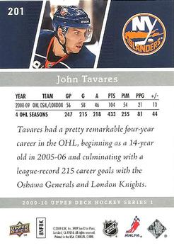 2009-10 Upper Deck #201 John Tavares Back
