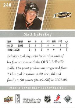 2009-10 Upper Deck #240 Matt Beleskey Back