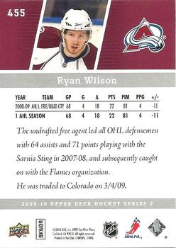 2009-10 Upper Deck #455 Ryan Wilson Back