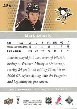 2009-10 Upper Deck #486 Mark Letestu Back