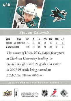 2009-10 Upper Deck #488 Steven Zalewski Back