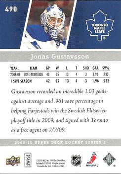 2009-10 Upper Deck #490 Jonas Gustavsson Back