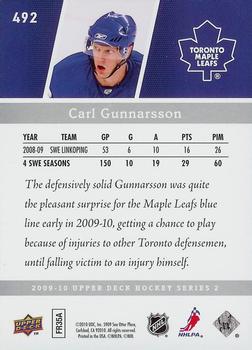2009-10 Upper Deck #492 Carl Gunnarsson Back
