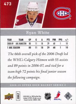2009-10 Upper Deck #473 Ryan White Back