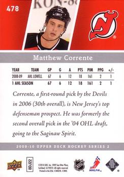 2009-10 Upper Deck #478 Matthew Corrente Back